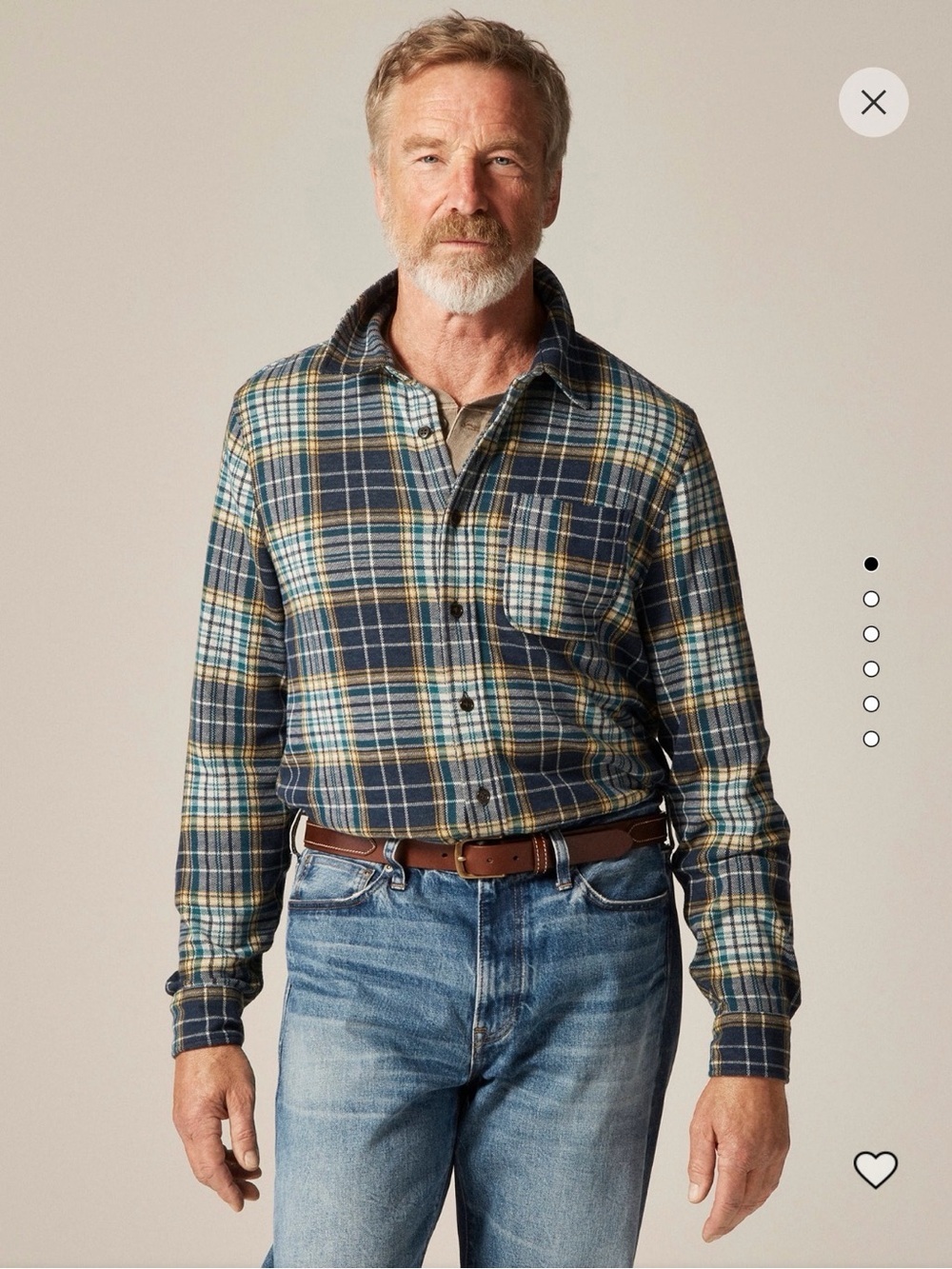 J. Crew Navy and Yellow Plaid Button-Down Shirt